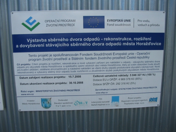 Výstavba sběrného dvora odpadů-rekonstrukce,rozšíření a dovybavení stávajícího sběrného dvora odpadů města Horažďovice
