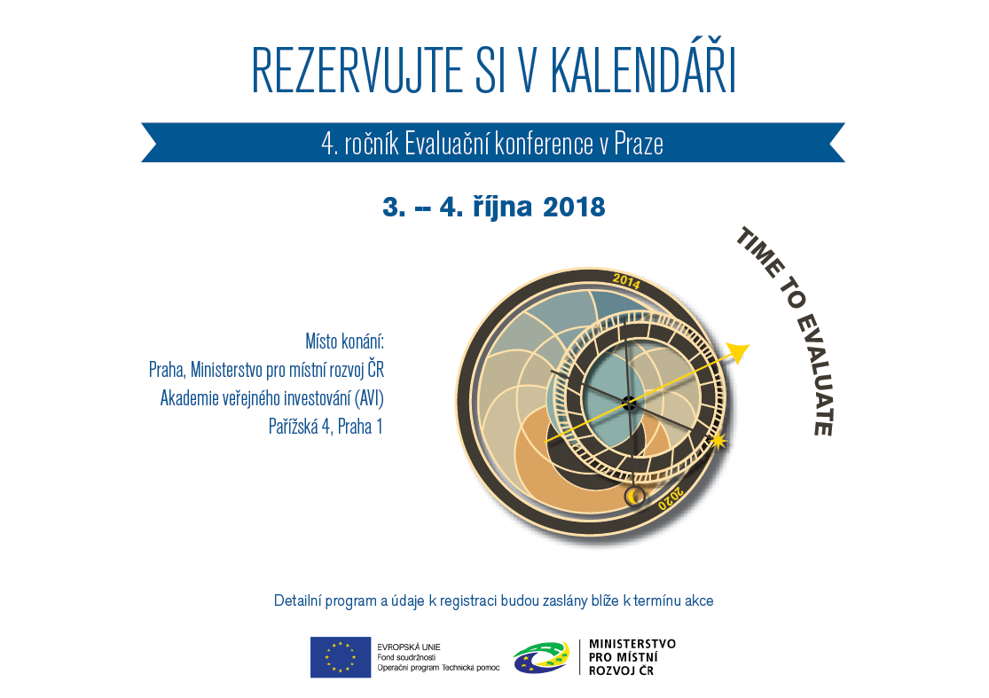 Rezervujte si v kalendáři: 4. ročník Evaluační konference se uskuteční 3.- 4. 10. 2018