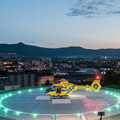 The new heliport for 24 H operation has speeded up and facilitated the transport of patients to the Liberec Regional Hospital